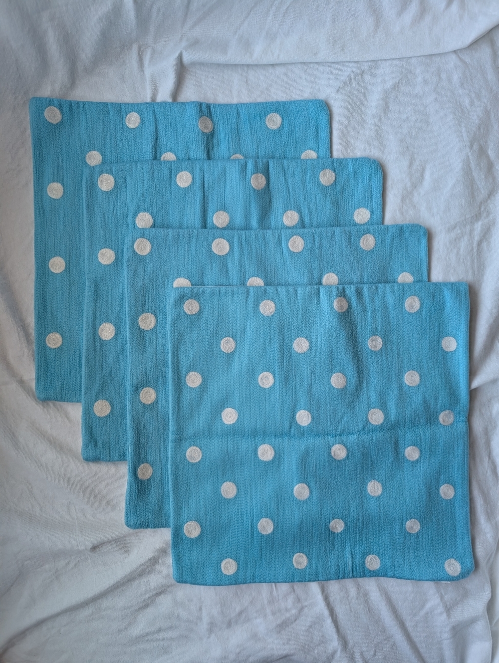 Pottery Barn Dottie Toss Organic Cotton Pillow Covers Blue & White Polka Dots 4